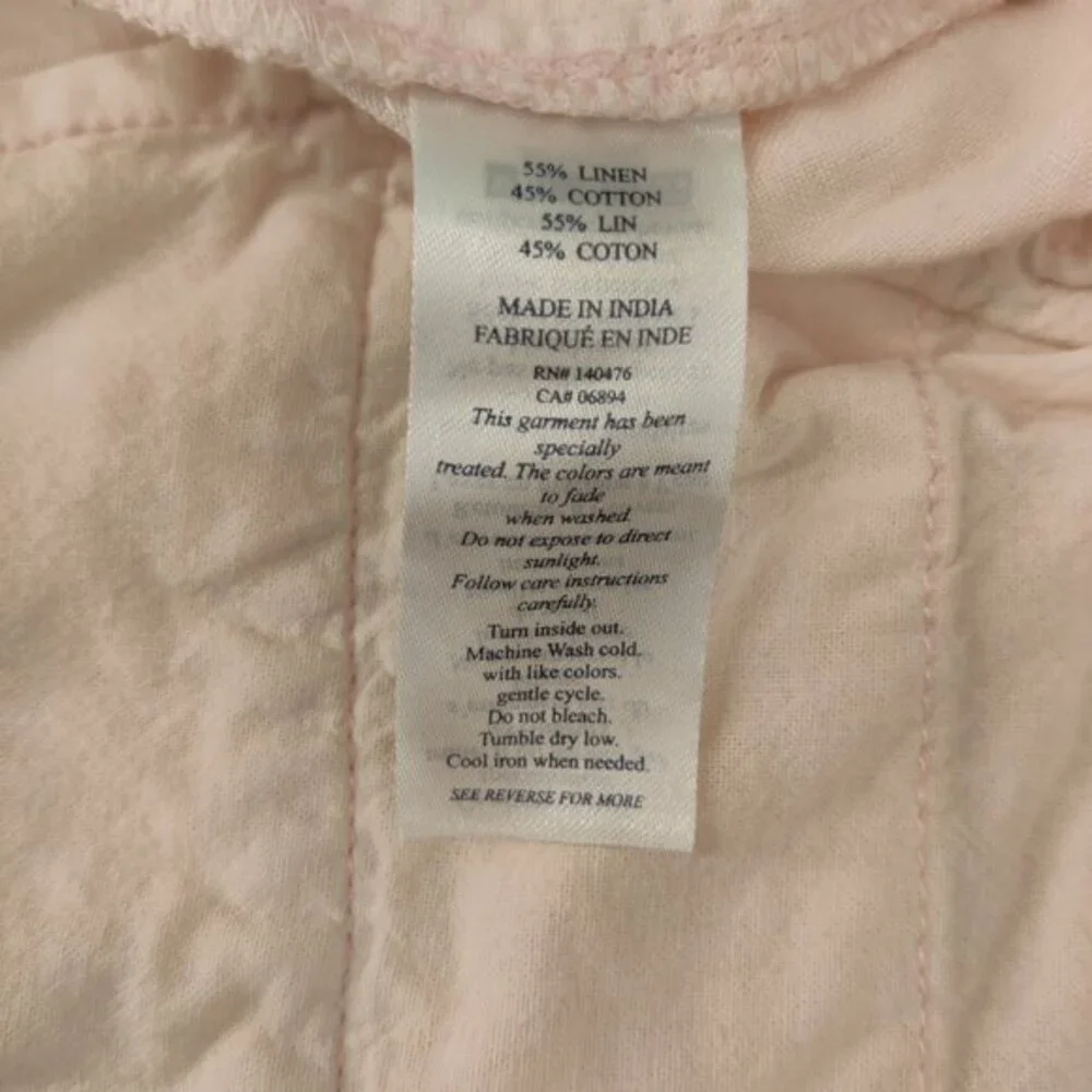 Faherty Linen Cotton Shorts Mens 35‎ Pink Solid Flat Front Casual Summer Beach
